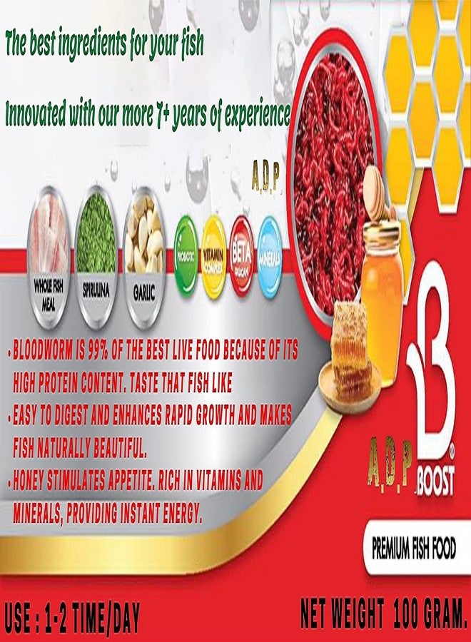 A.D.P. Fish Booster Bloodworm Honey 100g - Goldfish & Tropical Fish Food, Small Floating Pellet for Faster Growth & Color Enhancement, High Protein 32%, Aquarium Baby Fish & Newborn Fry Feed Care - Image 4